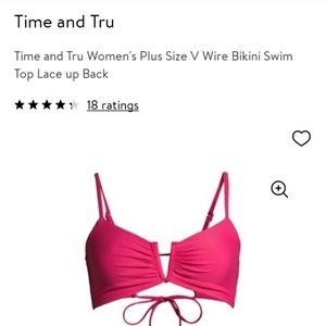 Barbie core Time and Tru swim top Fushcia Burst 3X lace up back